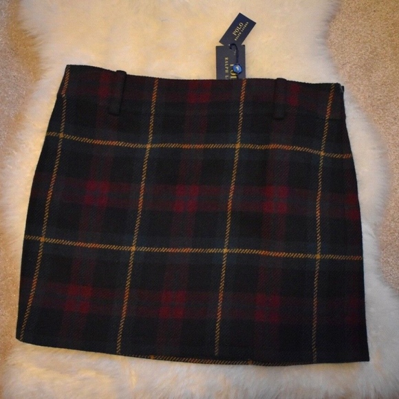 NWT Polo Ralph Lauren Tartan Plaid Wool Mini Skirt - Picture 1 of 6